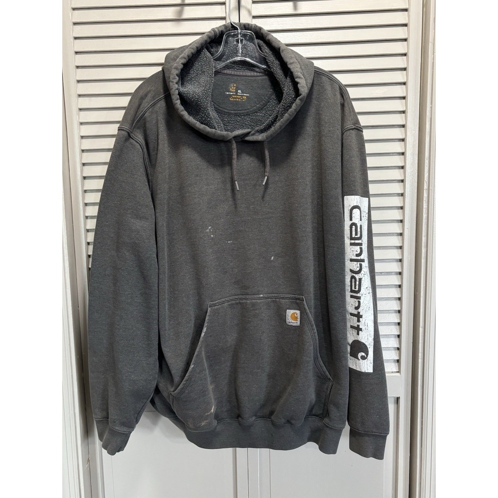 Carhartt Long Sleeve Pullover Hoodie Size XL Logo Pocket Relaxed Warm Work